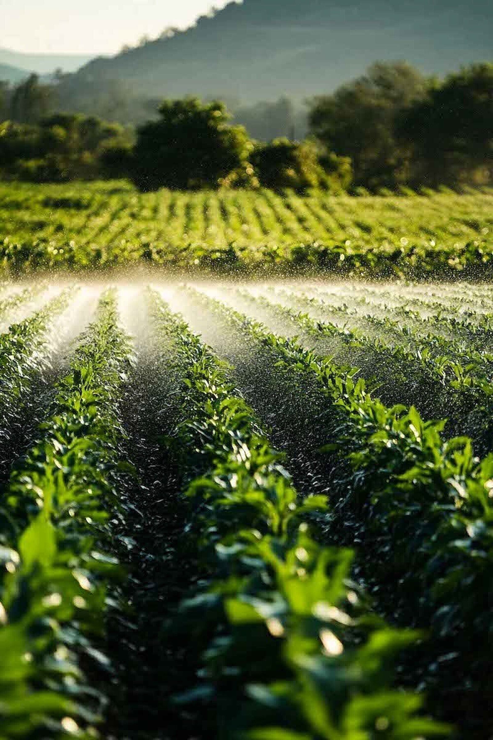 Campo agrícola al amanecer